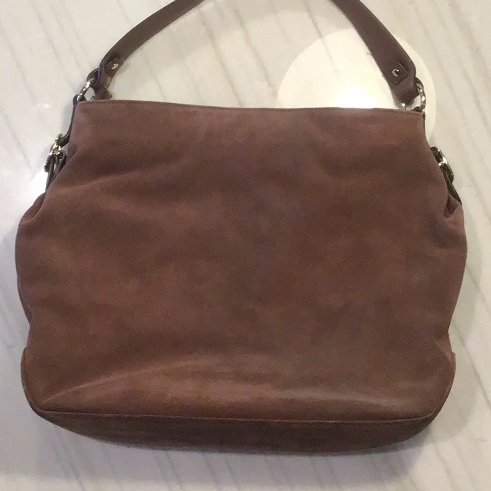 Michael Kors MK Hudson Downtown Suede Leather Large Shoulder Bag